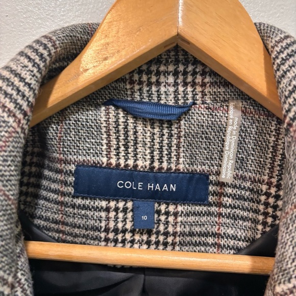 Cole Haan Wool Blend Plaid Overcoat Jacket Women’s Size 10 - Picture 2 of 15
